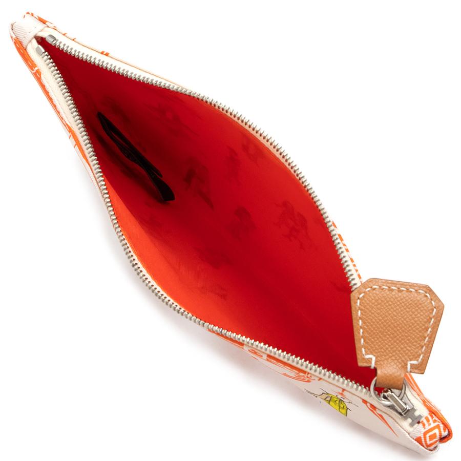 （新品・未使用品）HERMES エルメス シルキーポケット エクスリブリス パリジェンヌ シルク ヴォーマダム ゼラニウム ナタ ゴールド Y刻印 コスメ 化粧 ポーチの画像