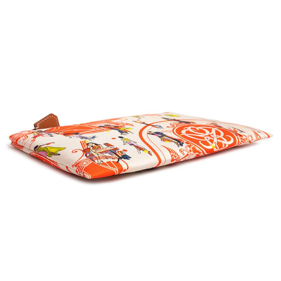 （新品・未使用品）HERMES エルメス シルキーポケット エクスリブリス パリジェンヌ シルク ヴォーマダム ゼラニウム ナタ ゴールド Y刻印 コスメ 化粧 ポーチの画像