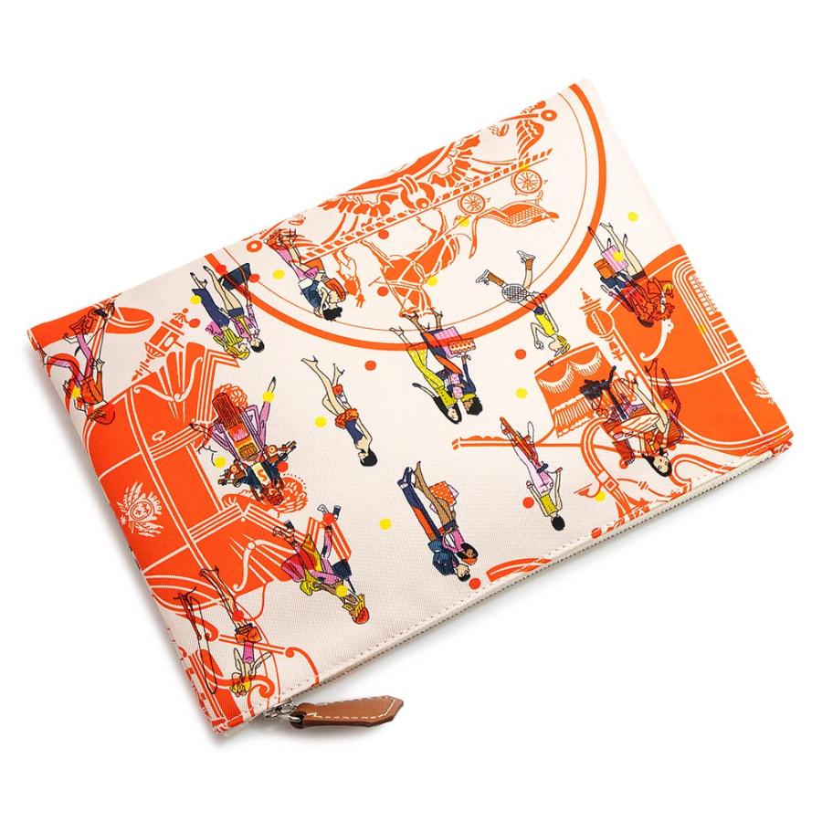 （新品・未使用品）HERMES エルメス シルキーポケット エクスリブリス パリジェンヌ シルク ヴォーマダム ゼラニウム ナタ ゴールド Y刻印 コスメ 化粧 ポーチの画像