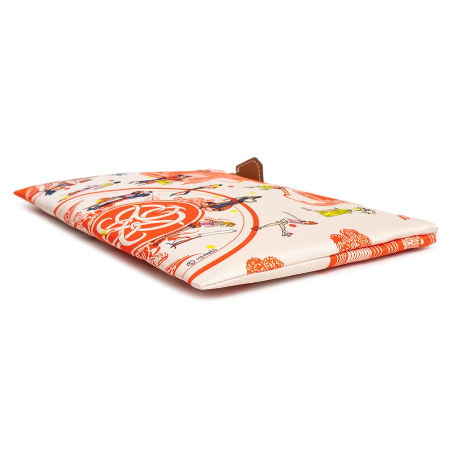 （新品・未使用品）HERMES エルメス シルキーポケット エクスリブリス パリジェンヌ シルク ヴォーマダム ゼラニウム ナタ ゴールド Y刻印 コスメ 化粧 ポーチの画像