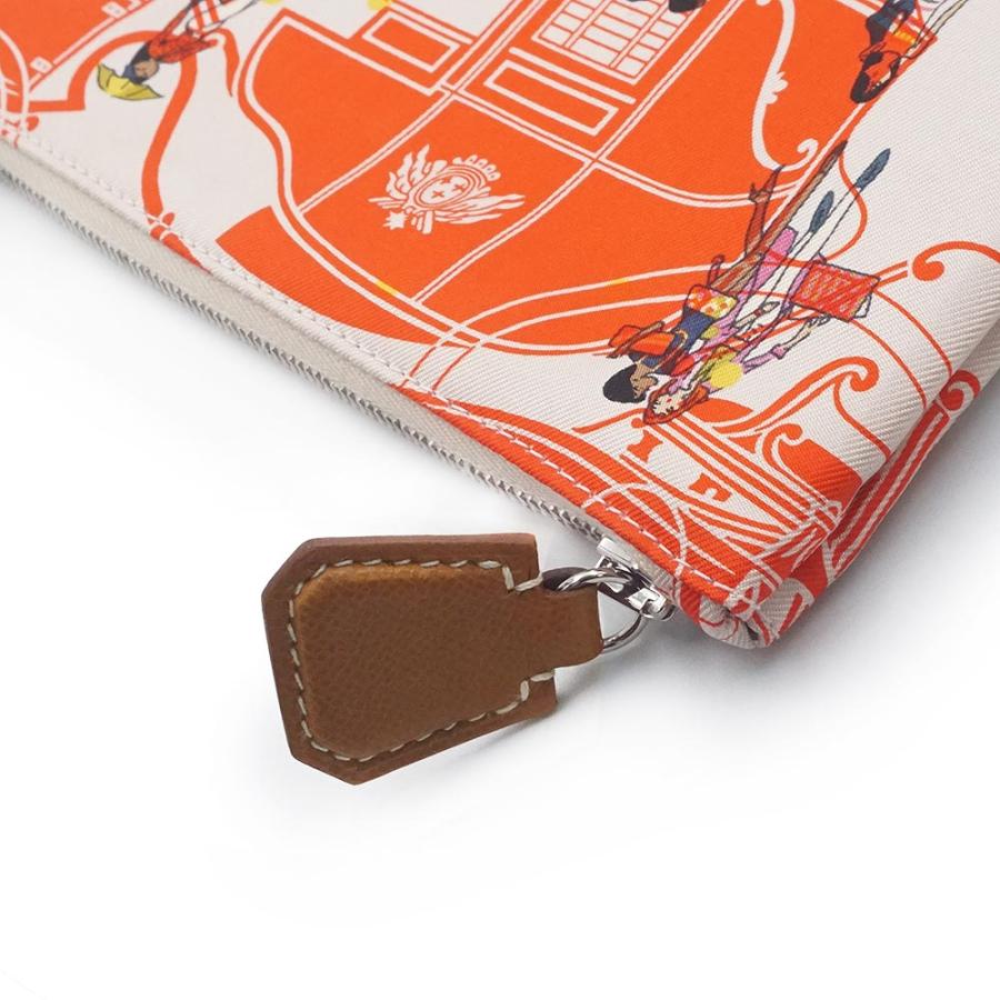 （新品・未使用品）HERMES エルメス シルキーポケット エクスリブリス パリジェンヌ シルク ヴォーマダム ゼラニウム ナタ ゴールド Y刻印 コスメ 化粧 ポーチの画像