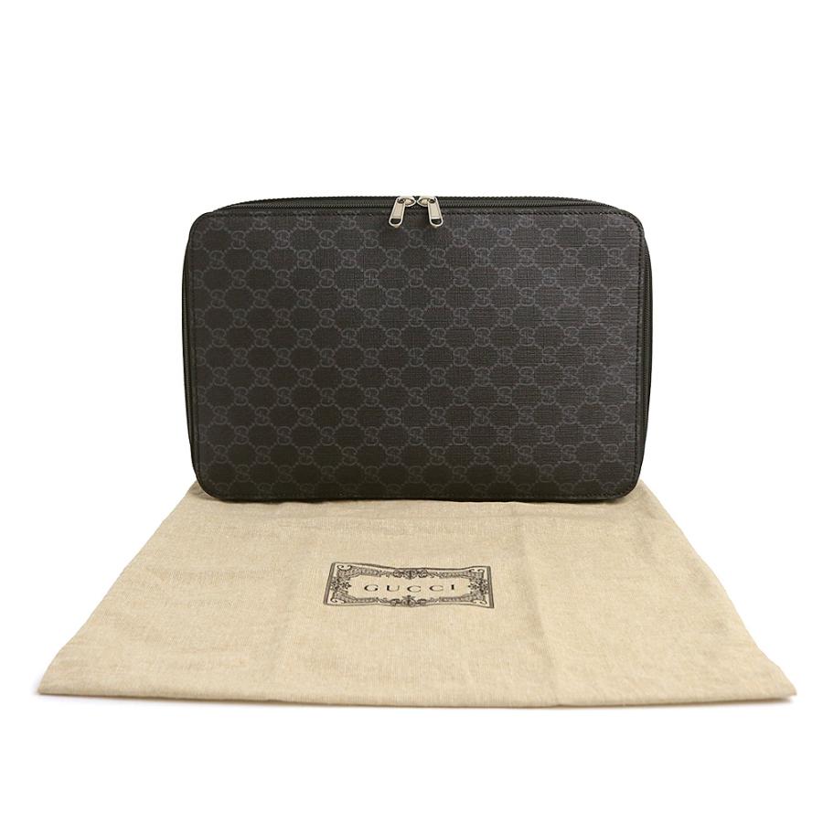 （新品・未使用品）GUCCI グッチ 726669 ラージ パッキング キューブ GGスプリームキャンバス ブラック クラッチ セカンドバッグ シルバー金具の画像