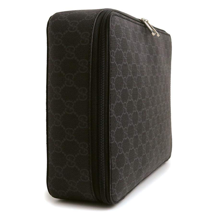 （新品・未使用品）GUCCI グッチ 726669 ラージ パッキング キューブ GGスプリームキャンバス ブラック クラッチ セカンドバッグ シルバー金具の画像