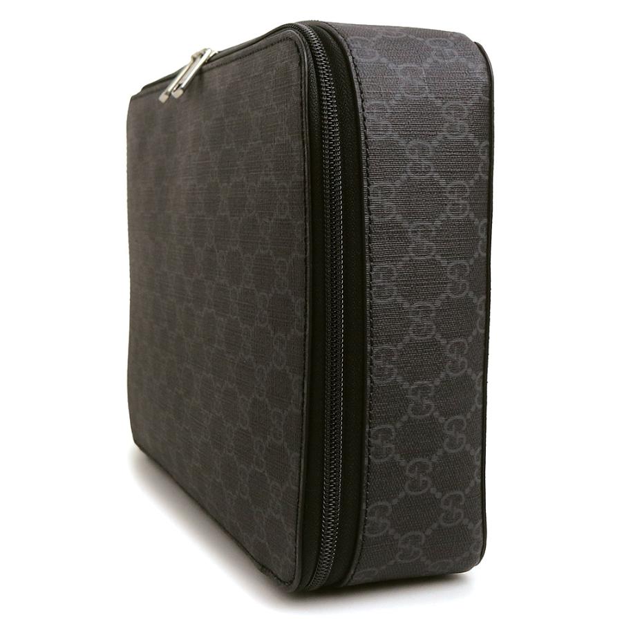 （新品・未使用品）GUCCI グッチ 726669 ラージ パッキング キューブ GGスプリームキャンバス ブラック クラッチ セカンドバッグ シルバー金具の画像