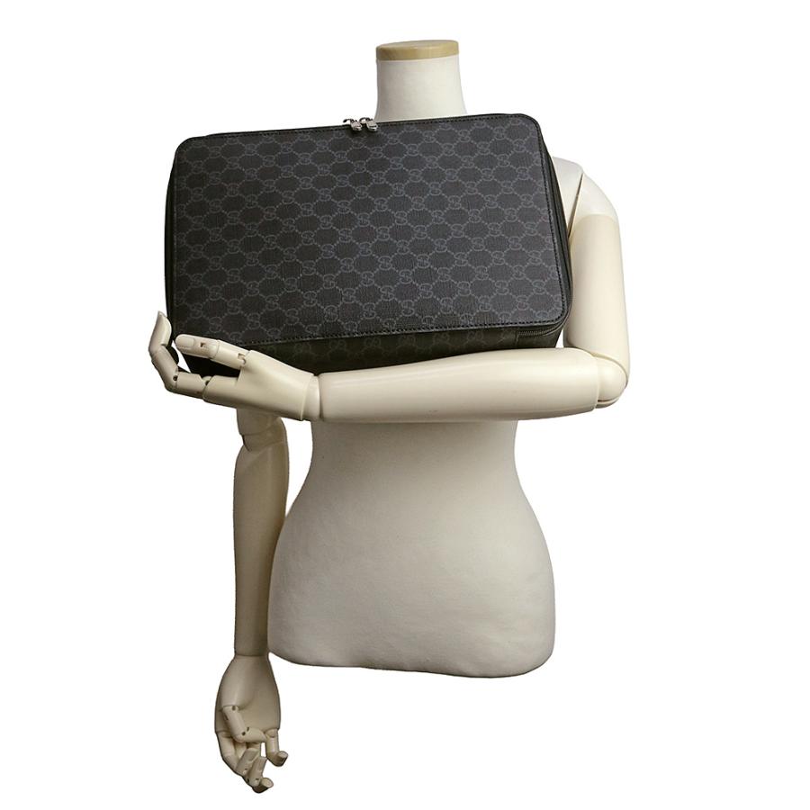 （新品・未使用品）GUCCI グッチ 726669 ラージ パッキング キューブ GGスプリームキャンバス ブラック クラッチ セカンドバッグ シルバー金具の画像
