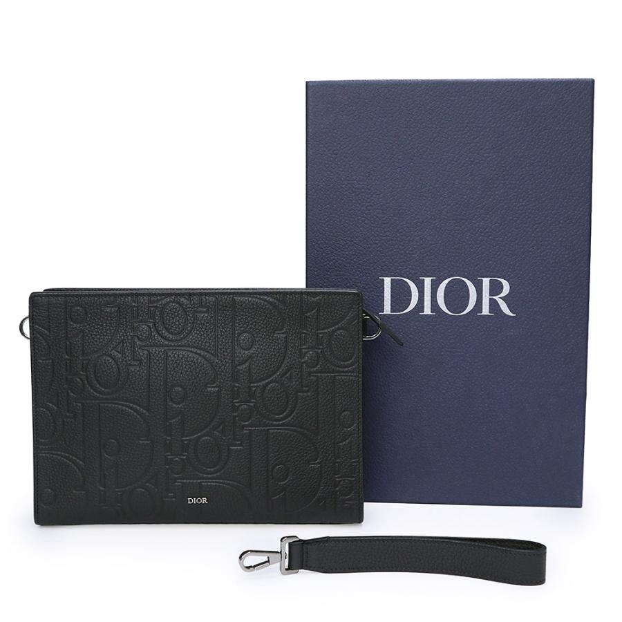 （新品・未使用品）Christian Dior クリスチャンディオール 2ESCA483LLG A5 トライアングル ポーチ ディオールグラビティレザー ブラック セカンドバッグ 箱付の画像