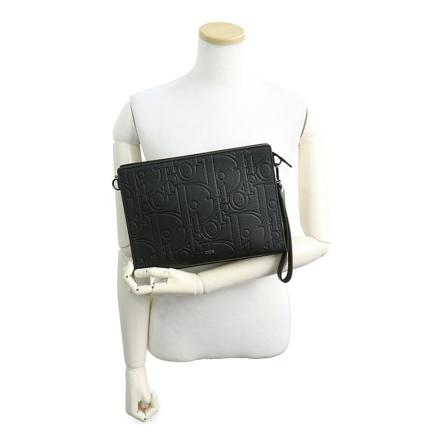 （新品・未使用品）Christian Dior クリスチャンディオール 2ESCA483LLG A5 トライアングル ポーチ ディオールグラビティレザー ブラック セカンドバッグ 箱付の画像