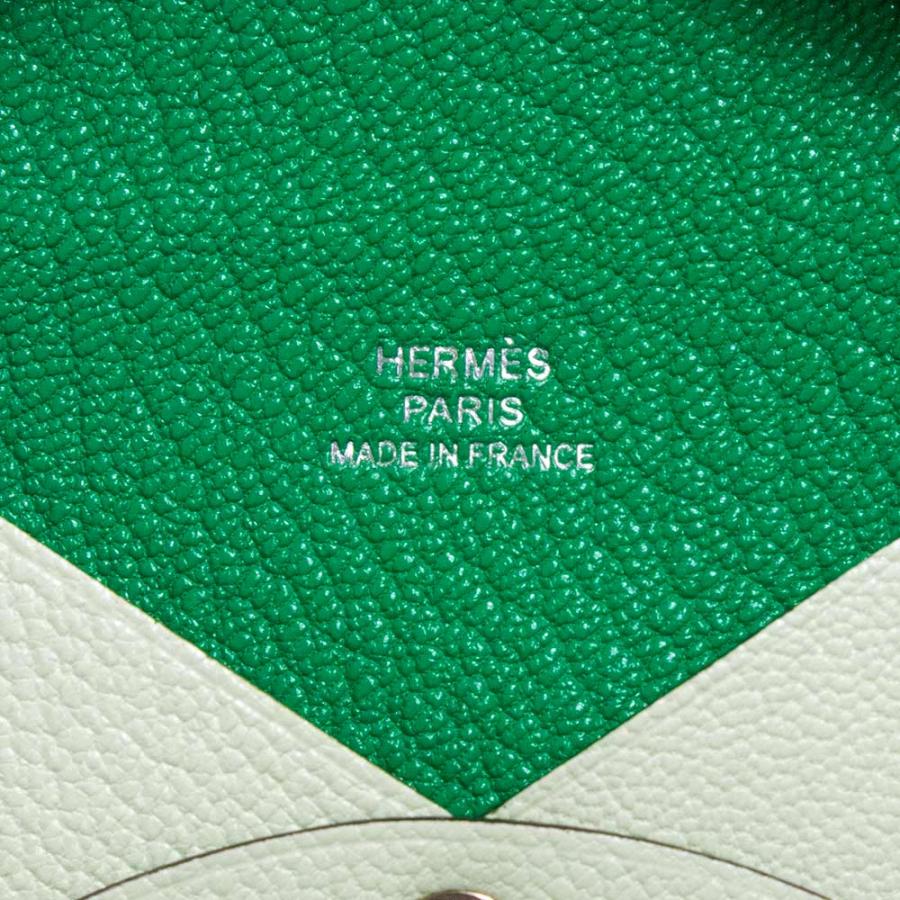 （新品・未使用品）HERMES エルメス カルヴィ ヴェルソ バイカラー シェーブルミゾール ヴェールフィズ ミント グリーン B刻印 カードケース レザー 箱付の画像
