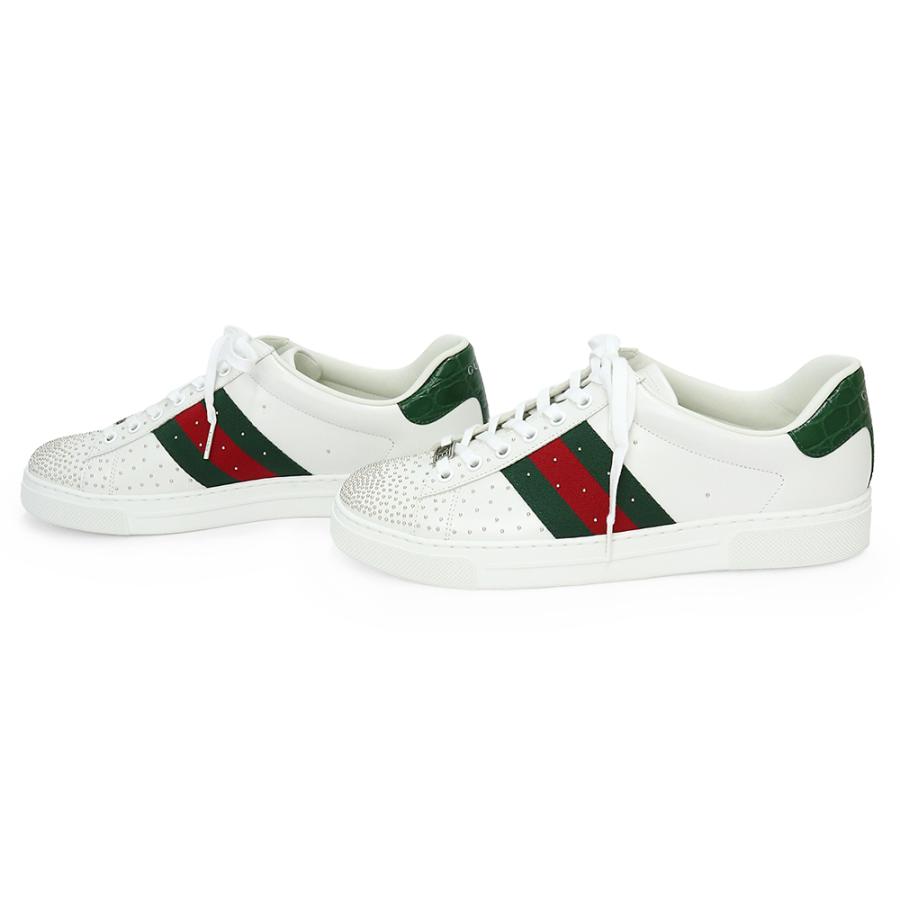 （新品・未使用品）GUCCI グッチ 853252 エース ウェブ ストライプ スタッズ レザー ラバー ホワイト グリーン レッド スニーカー シューズ 靴 #8 27cm 箱付の画像
