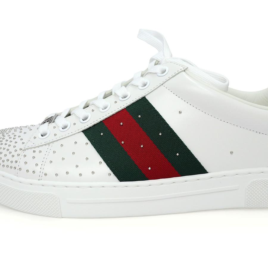 （新品・未使用品）GUCCI グッチ 853252 エース ウェブ ストライプ スタッズ レザー ラバー ホワイト グリーン レッド スニーカー シューズ 靴 #8 27cm 箱付の画像