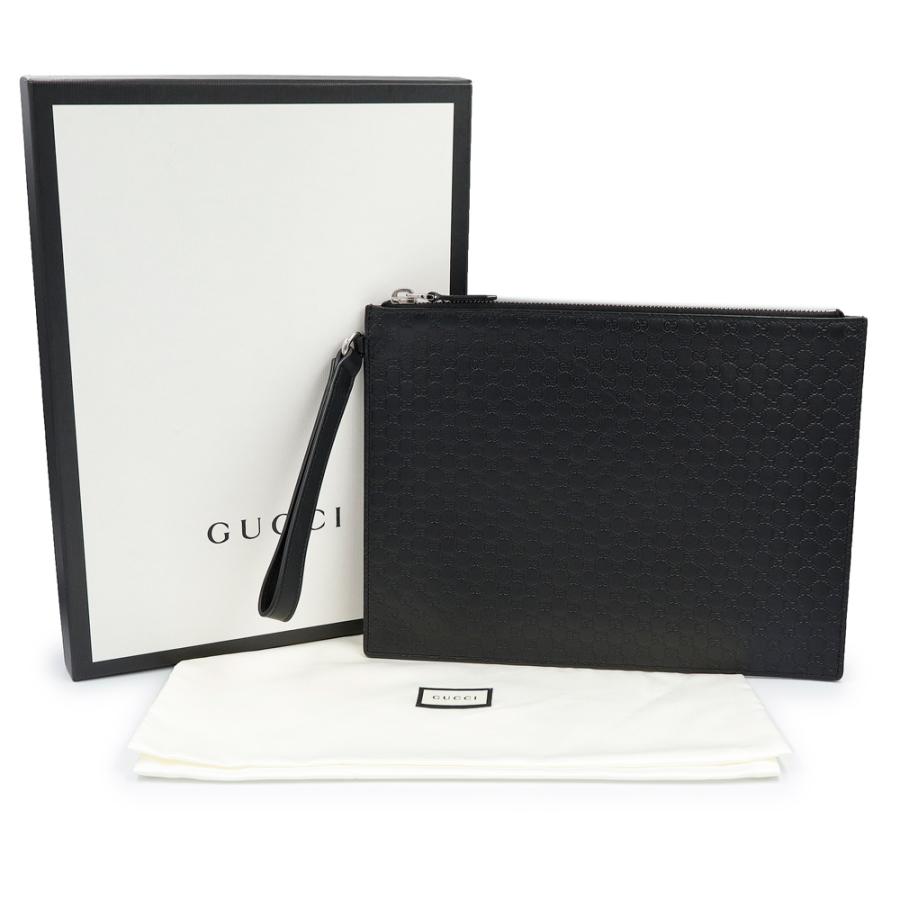 （新品・未使用品）GUCCI グッチ 544477 マイクログッチシマレザー ブラック セカンドバッグ クラッチ シルバー金具 箱付の画像