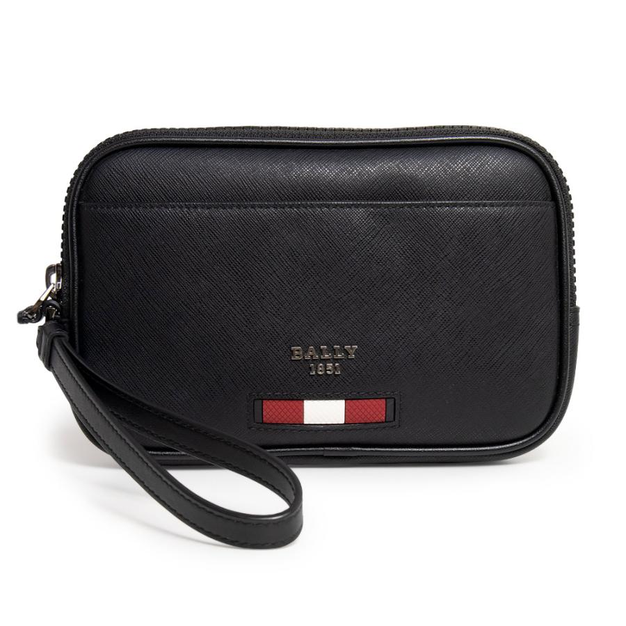 バリー ミニクラッチバッグ レザー ブラック ポーチ シルバー金具 BALLY（未使用　展示品） Bally（バリー） （未使用 展示品）BALLY ミニクラッチバッグ レザー