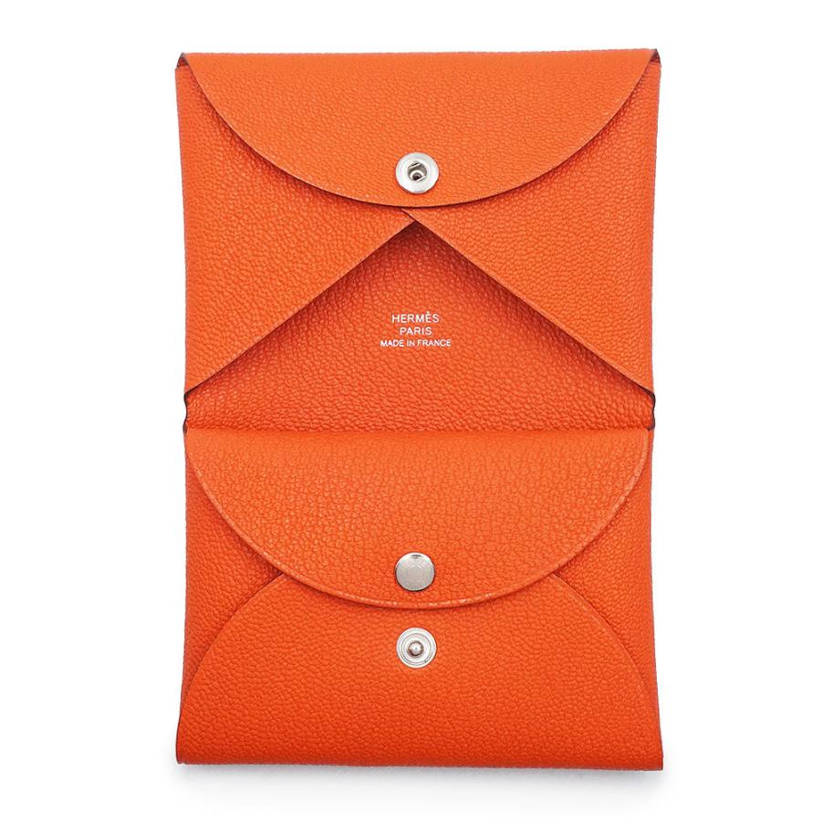 （新品・未使用品）HERMES エルメス カルヴィ デュオ コンパクト シェーブルミゾール タンジェリン オレンジ G刻印 コインケース 小銭入れ 財布 カードケースの画像