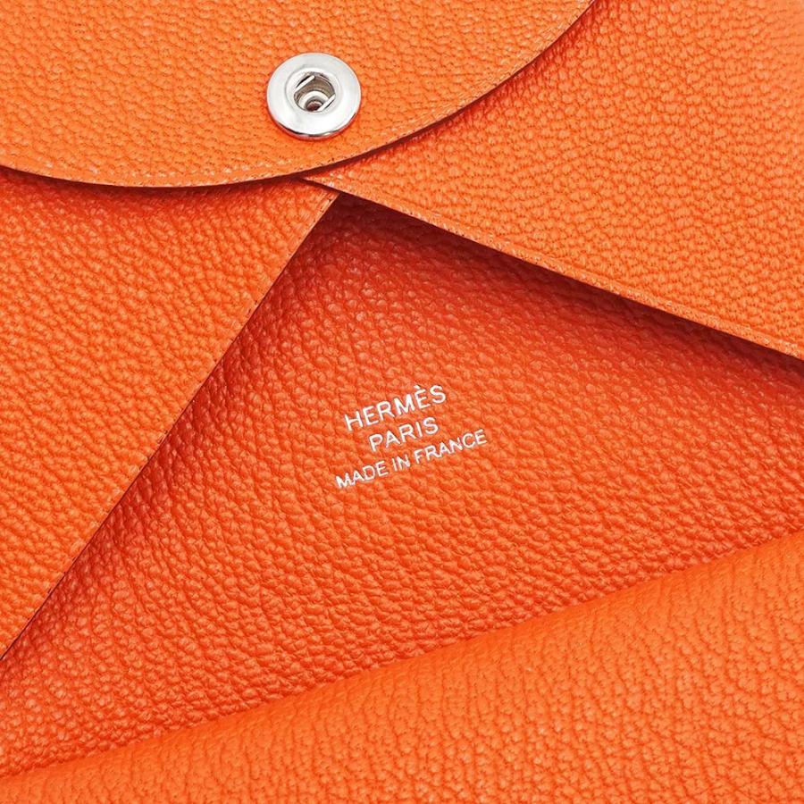 （新品・未使用品）HERMES エルメス カルヴィ デュオ コンパクト シェーブルミゾール タンジェリン オレンジ G刻印 コインケース 小銭入れ 財布 カードケースの画像