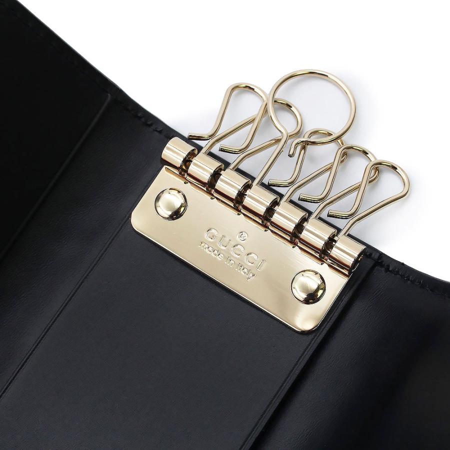 （新品・未使用品）GUCCI グッチ 388682 リボン シグネチャー シマレザー ブラック 6連 キーケース ゴールド金具 箱付の画像
