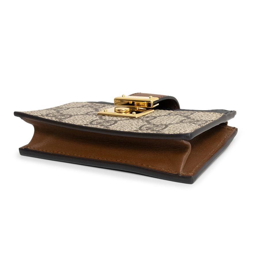 （新品・未使用品）GUCCI グッチ 779804 GGスプリームキャンバス レザー ベージュ ブラウン ブラック コイン カードケース 小銭入れ 財布 ゴールド金具 箱付の画像