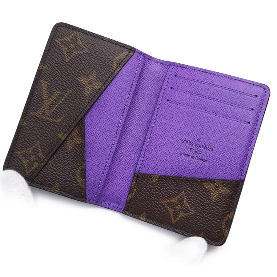（新品・未使用品）LOUIS VUITTON ルイ ヴィトン M81535 オーガナイザー ドゥ ポッシュ モノグラムマカサー パープル カード パスケース 名刺入れ 定期入れ 箱付の画像