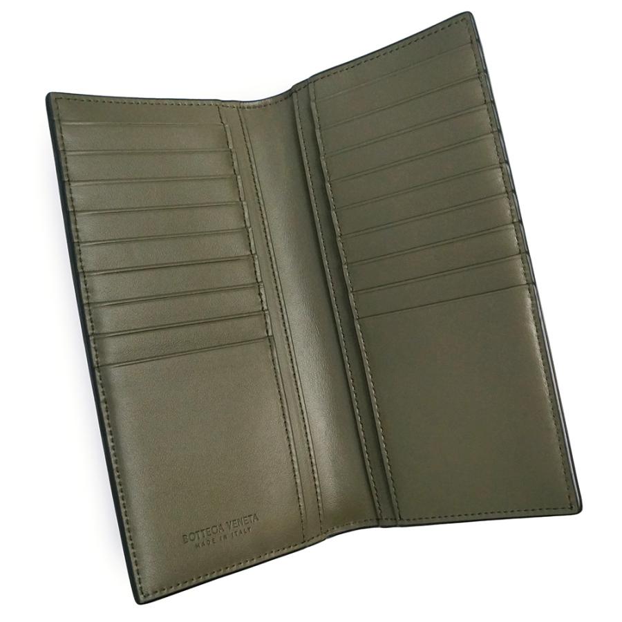 （新品・未使用品）BOTTEGA VENETA ボッテガヴェネタ 749464 マキシイントレチャート カセット カーフスキン グレー カーキ 二つ折り長財布 札入れ レザー 箱付の画像
