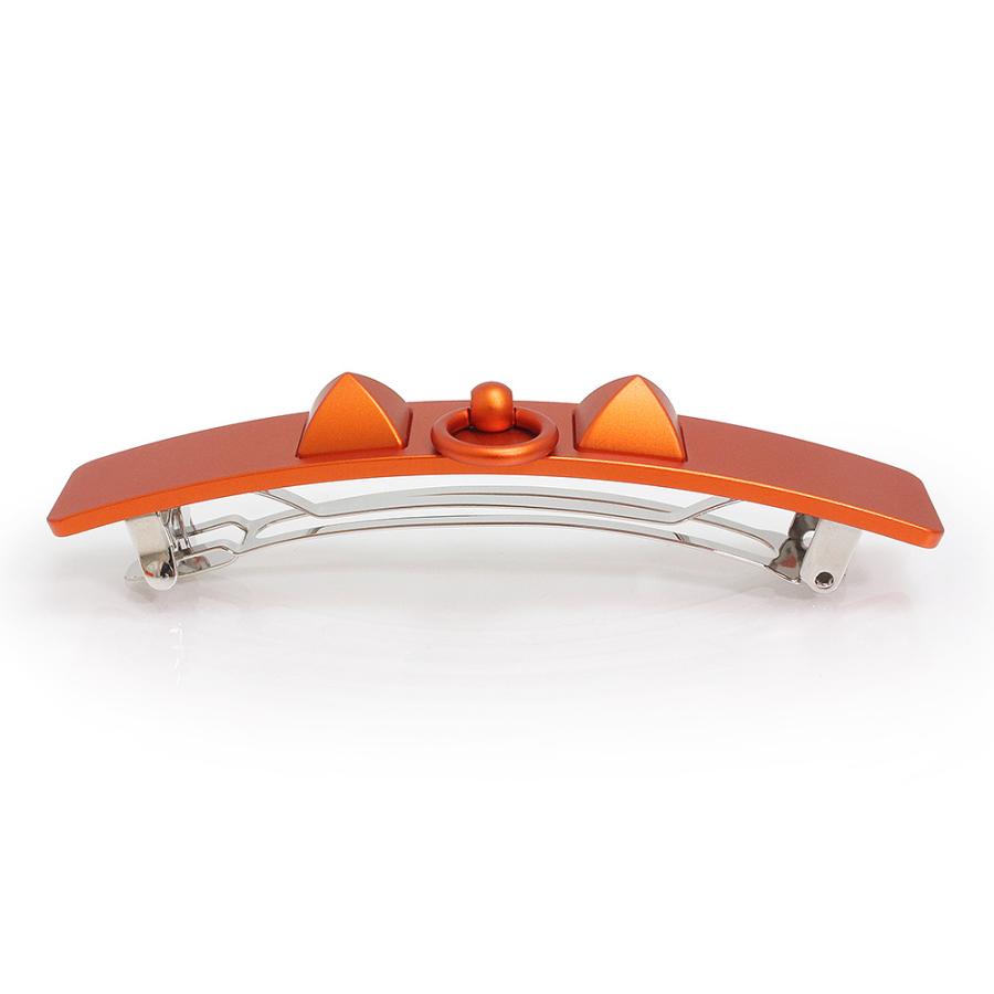 （新品・未使用品）HERMES エルメス カプリス メドール アルミニウム オレンジ 髪留め ヘアクリップ ヘアアクセサリー バレッタ シルバー金具の画像