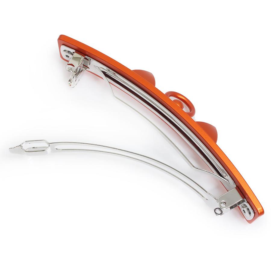 （新品・未使用品）HERMES エルメス カプリス メドール アルミニウム オレンジ 髪留め ヘアクリップ ヘアアクセサリー バレッタ シルバー金具の画像