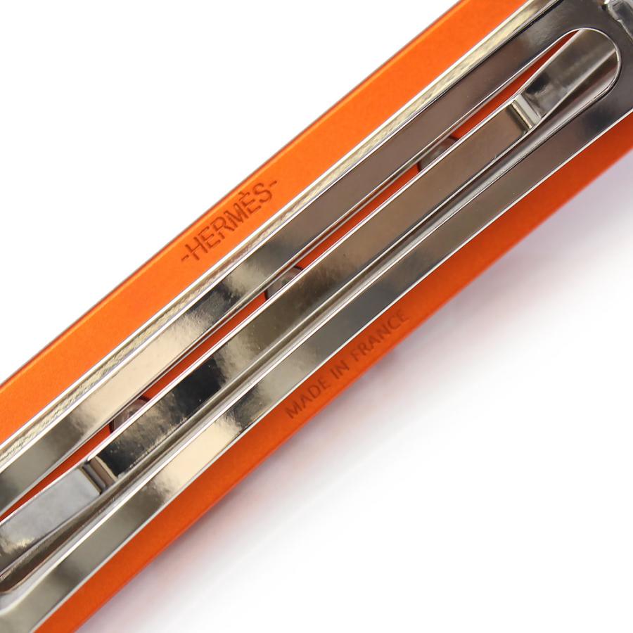 （新品・未使用品）HERMES エルメス カプリス メドール アルミニウム オレンジ 髪留め ヘアクリップ ヘアアクセサリー バレッタ シルバー金具の画像