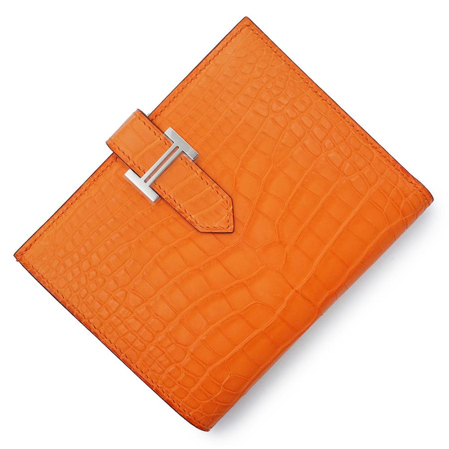 エルメス  ベアンコンパクト W刻印 G金具アリゲーターマットレザー財布 メンズ HERMES（エルメス） （新品・未使用品）HERMES ベアン コンパクト