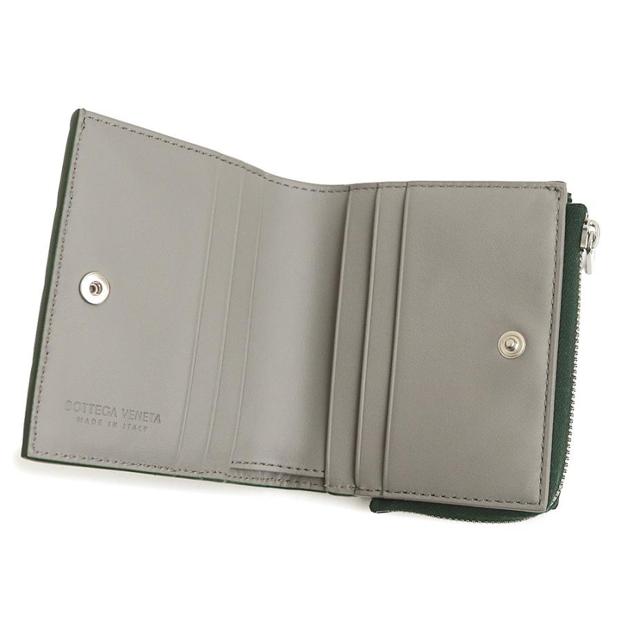 （新品・未使用品）BOTTEGA VENETA ボッテガヴェネタ 775546 スモール L ファスナー ウォレット イントレチャート バイカラー アルピグリーン グレー 財布の画像