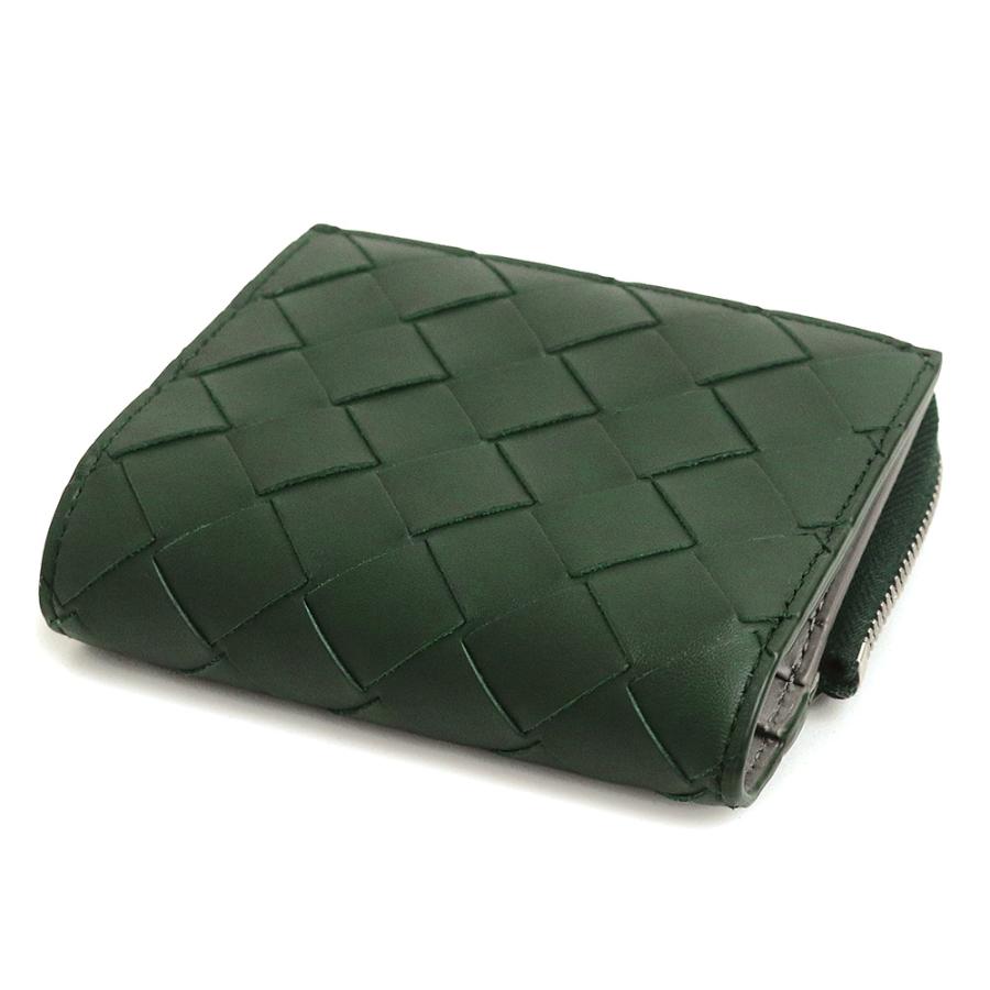 （新品・未使用品）BOTTEGA VENETA ボッテガヴェネタ 775546 スモール L ファスナー ウォレット イントレチャート バイカラー アルピグリーン グレー 財布の画像