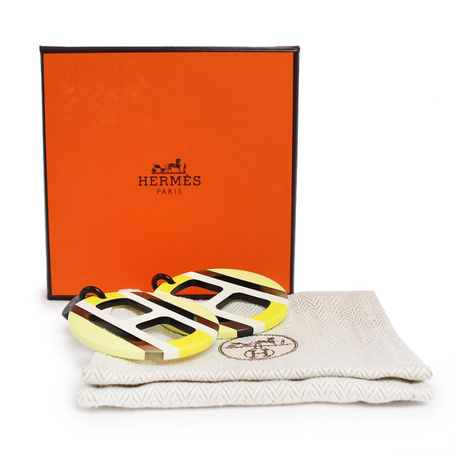 【ほぼ未使用】HERMES ピアス　エキップ バッファローホーン HERMES（エルメス） （未使用 展示品）HERMES Hエキップ バッファロー