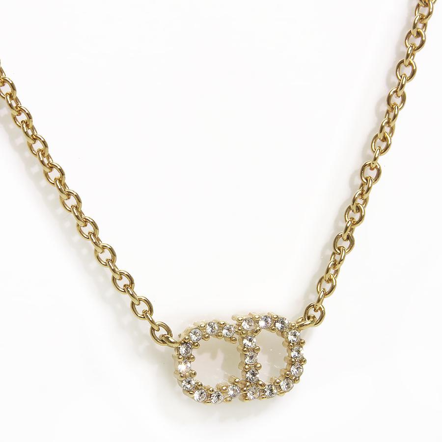 （新品・未使用品）Christian Dior クリスチャンディオール N0717CDLCY クレール ディー リュヌ CDロゴ ラインストーン ゴールド ペンダント ネックレス 箱付の画像