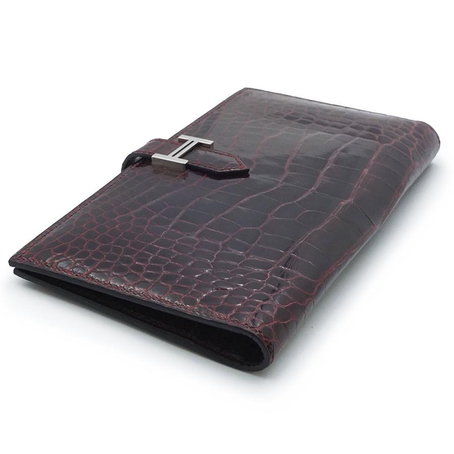 【箱付】エルメス ベアン アリゲーター 本クロコダイル 長財布　グリーン HERMES（エルメス） （未使用 展示品）HERMES ベアン クラシック