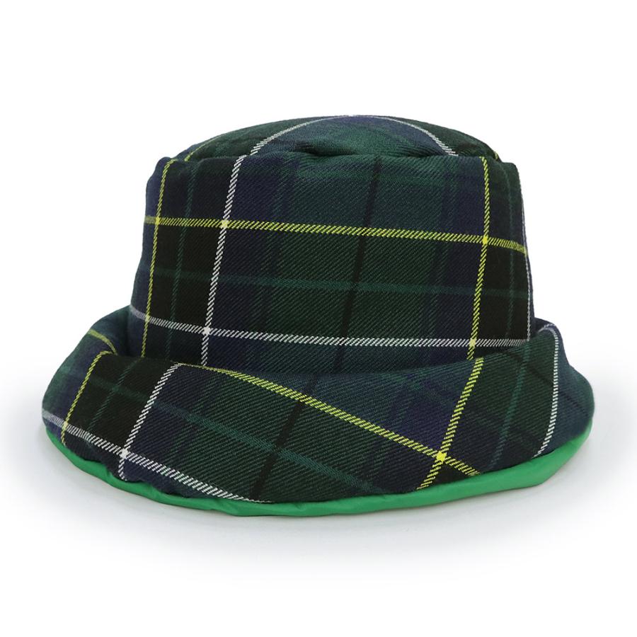 プラダ 2HC248 三角ロゴプレート チェック柄 バケットハット バージンウール100% グリーン シルバー金具 PRADA（未使用保管品） PRADA（プラダ） （未使用保管品）PRADA 2HC248 トライアングル 三角