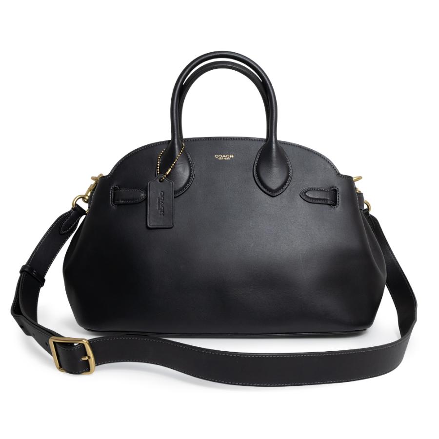 現行 美品 コーチ エンパイア キャリーオール35 2way レザー 黒 大容量 COACH（コーチ） （美品）COACH エンパイア キャリーオール バッグ 35