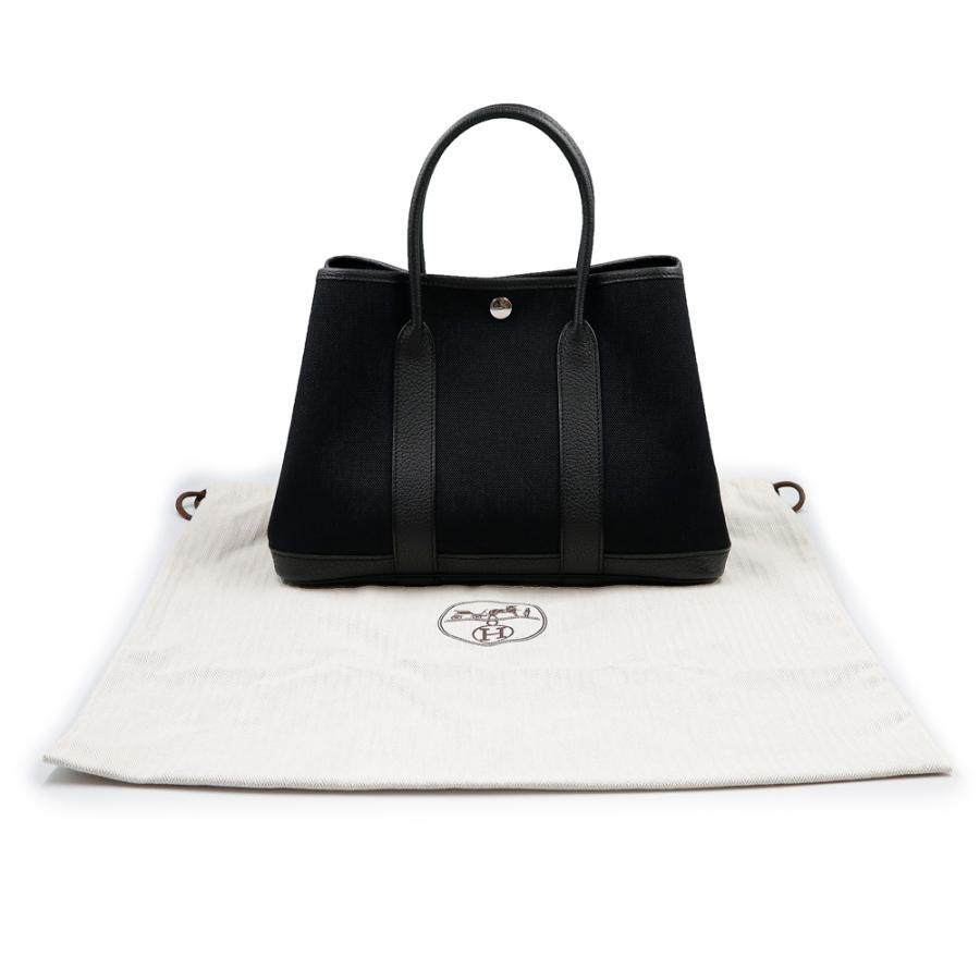 【美品】本物 エルメス ガーデンパーティー 黒×ブラック/ネゴンダ 刻印 HERMES（エルメス） （未使用保管品）HERMES ガーデンパーティー 30