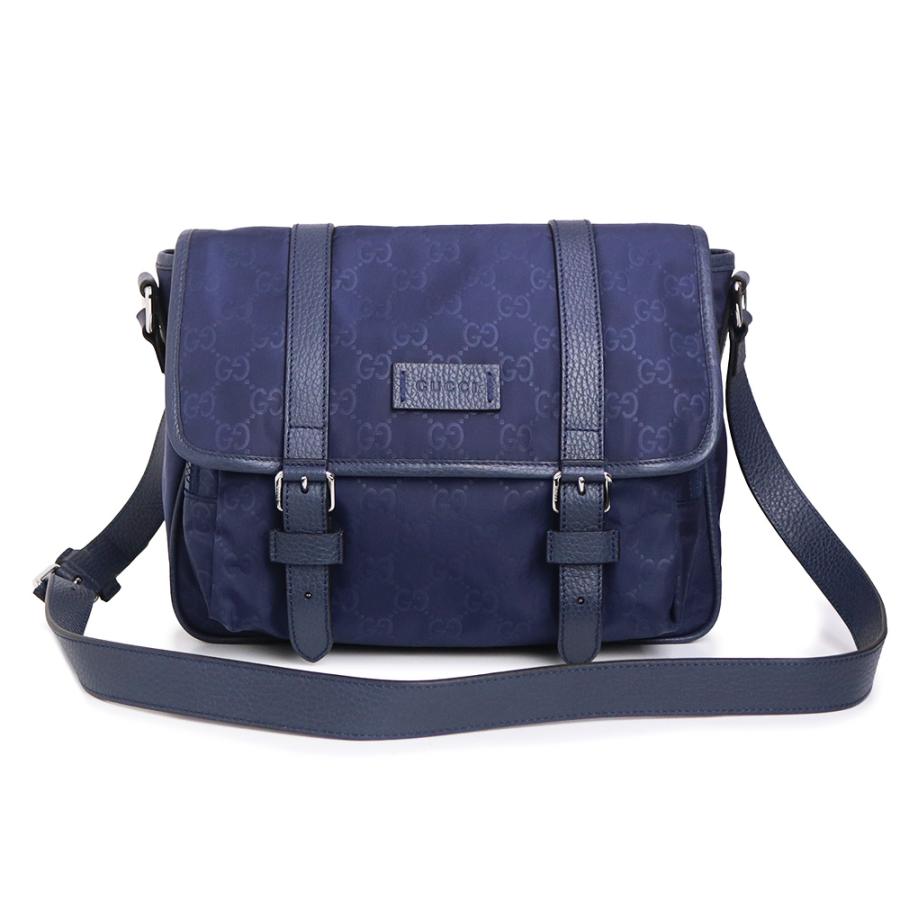グッチ 510335 GGナイロン レザー ブルー メッセンジャー ショルダーバッグ 斜め掛け シルバー金具 GUCCI（未使用　展示品） GUCCI（グッチ） （未使用 展示品）GUCCI 510335 GGナイロン レザー