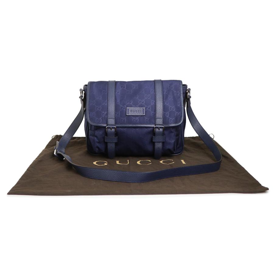 グッチ 510335 GGナイロン レザー ブルー メッセンジャー ショルダーバッグ 斜め掛け シルバー金具 GUCCI（未使用　展示品） GUCCI（グッチ） （未使用 展示品）GUCCI 510335 GGナイロン レザー