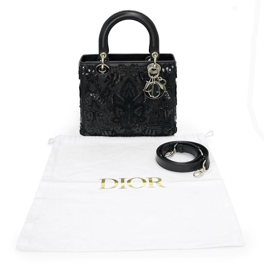 【使用感あります】レディディオール ミディアム ビーズ装飾 ハンドバッグ Christian Dior（クリスチャン・ディオール） （未使用 展示品）Dior