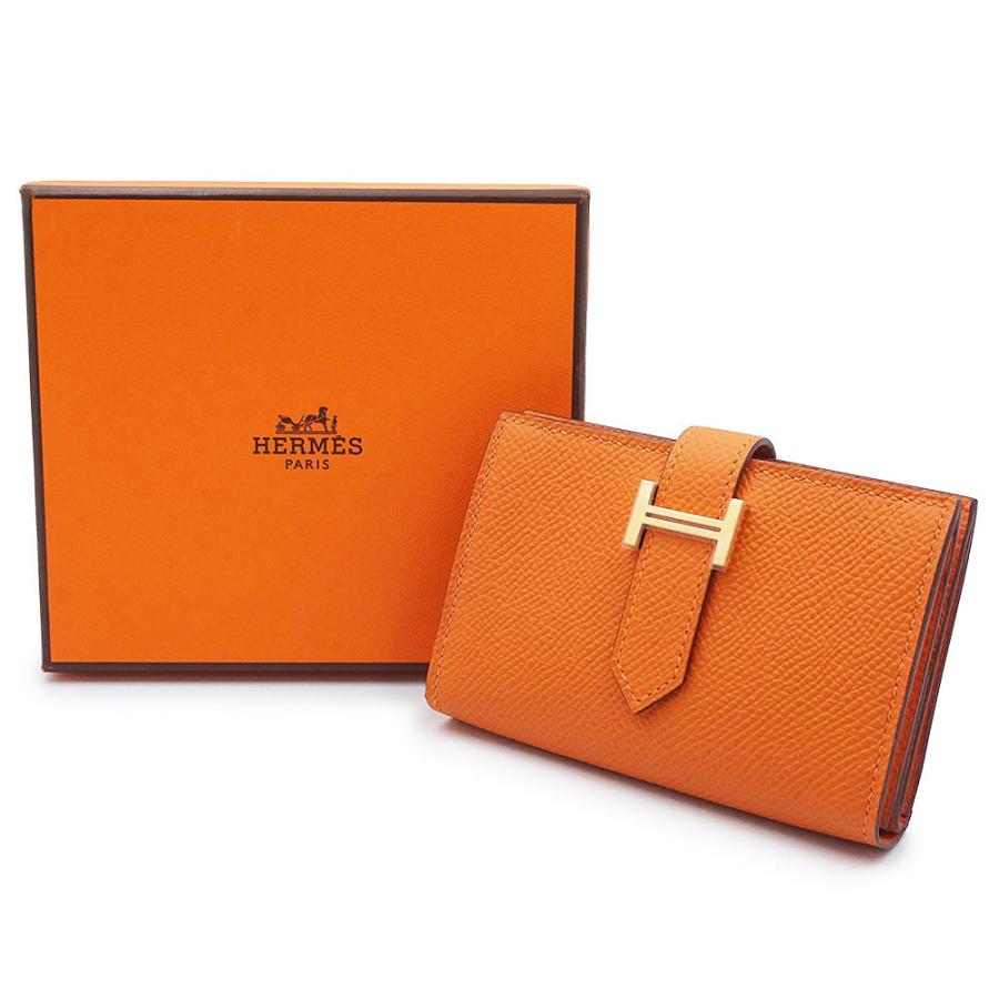 HERMES エルメス ベアン ヴォーエプソン コンパクト二つ折り財布 オレンジ HERMES（エルメス） （新品・未使用品）HERMES ベアン ミニ コンパクト