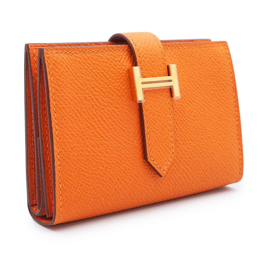 HERMES エルメス ベアン ヴォーエプソン コンパクト二つ折り財布 オレンジ HERMES（エルメス） （新品・未使用品）HERMES ベアン ミニ コンパクト