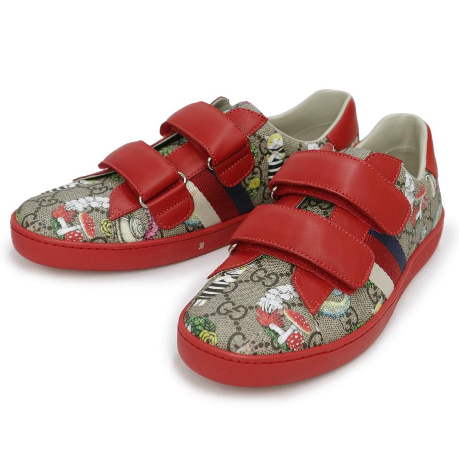 未使用品△GUCCI YUKO HIGUCHI グッチ ヒグチユウコ 463091 GGスプリームキャンバス レザー ベルクロ ローカットスニーカー レッド 34 GUCCI（グッチ） （未使用保管品）GUCCI 463091 ベルクロスニーカー