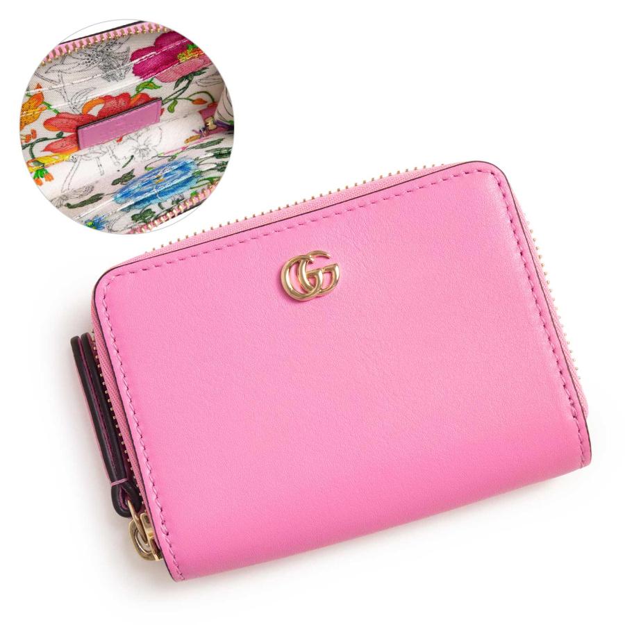 美品 グッチ GGキャンバス 2つ折り財布 ピンク ゴールド金具 ダブル