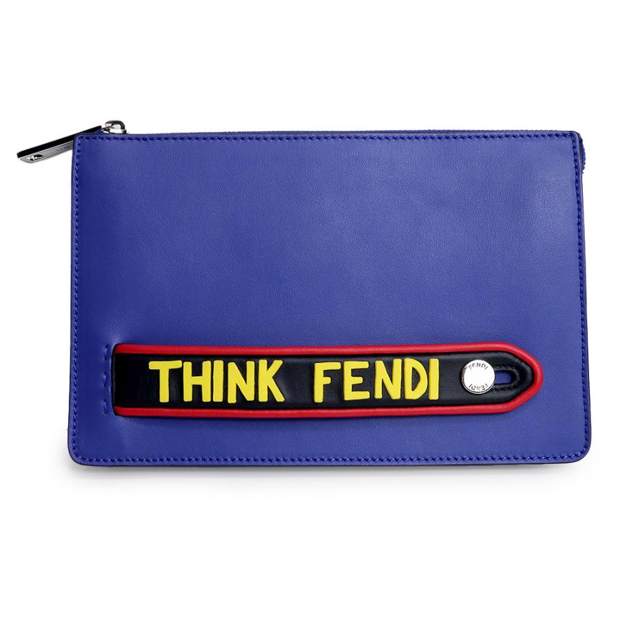 （新品・未使用品）フェンディ FENDI ボキャブラリー THINK FENDI クラッチバッグ ハンドバッグ カーフスキン レザー ブルー