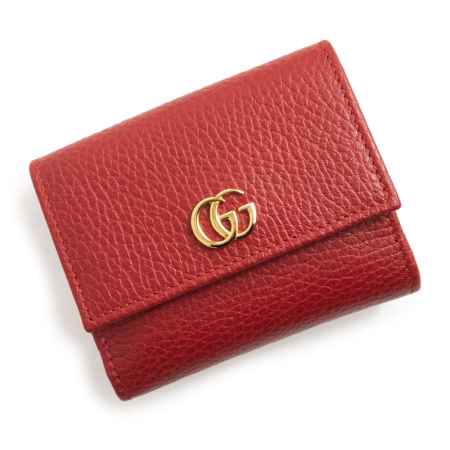 新品・未使用品)グッチ GUCCI レザー GGマーモント 三つ折り財布