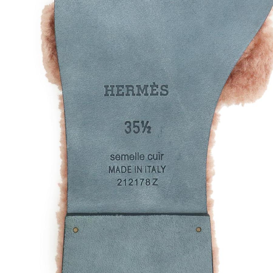 （新品・未使用品）エルメス HERMES オラン サンダル ミュール ウールスキン シープスキン ムートン ローズオーブ ピンク 35.5 22.5cm 箱付の画像