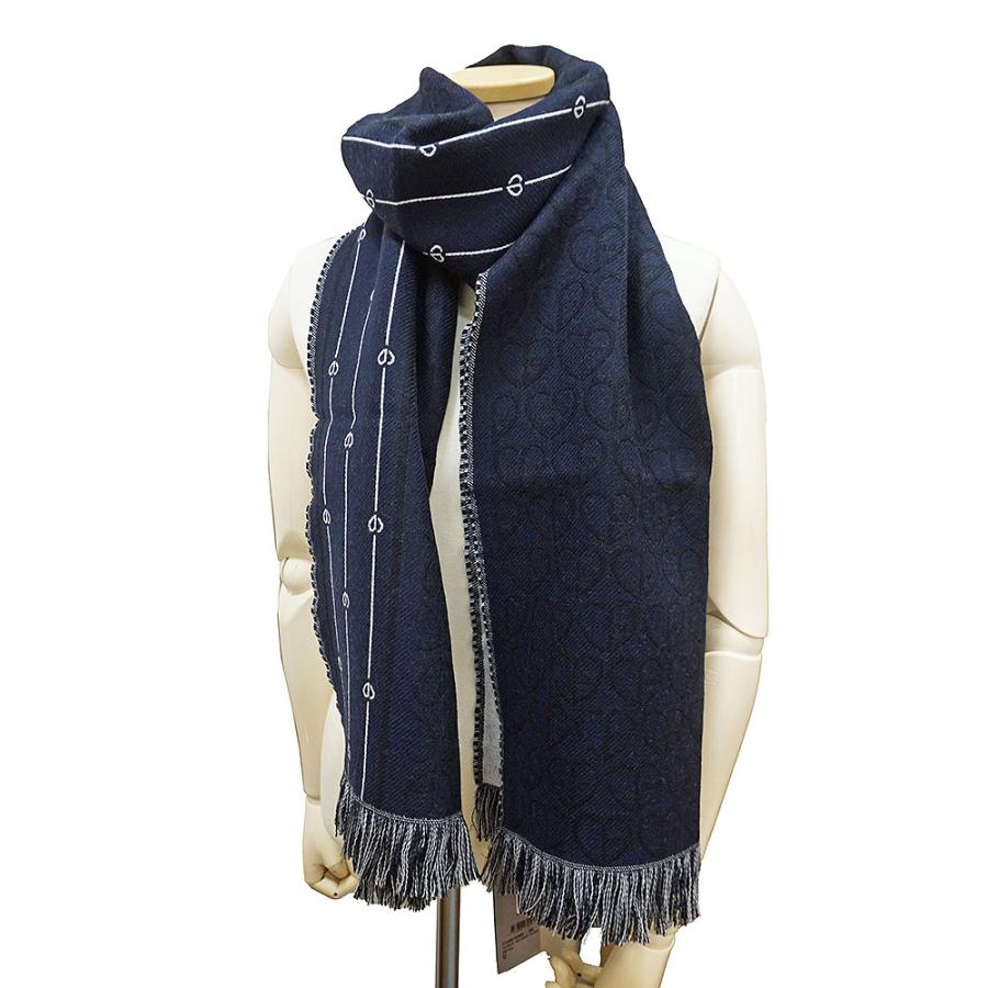 未使用保管品）ディオール DIOR エシャルプ ロゴ マフラー ウール100  