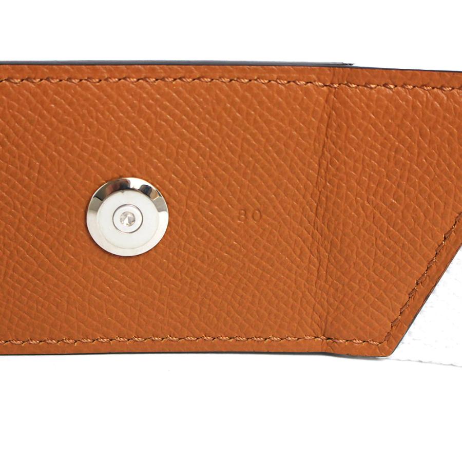 （新品・未使用品）エルメス HERMES クロワジエールH 50 ベルト #80 ヴォーエプソン レザー キャンバス ゴールド ブラン ブラウン ホワイト 茶 白 Z刻印 箱付の画像