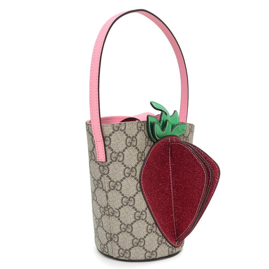 （新品・未使用品）グッチ GUCCI チルドレンズ 3D トップハンドルバッグ ストロベリー いちご ハンドバッグ GGスプリームキャンバス ベージュ  ピンク 630591