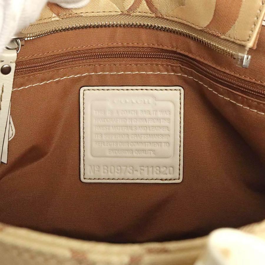 （中古）コーチ COACH オプティック シグネチャー マデリン ドット リボン ハンドバッグ キャンバス レザー ベージュ ホワイト 茶 白 シルバー金具 F11820｜brandbrand｜09