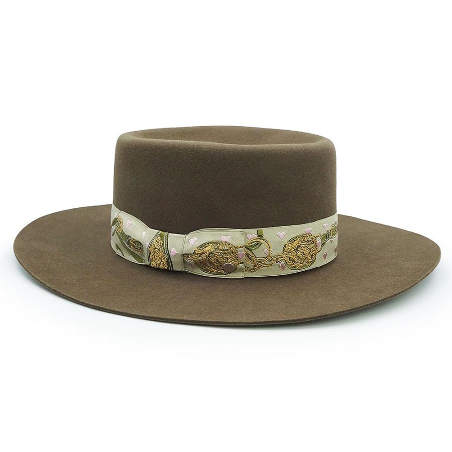 （美品）エルメス HERMES ダコタ ラブ ブリッド ドゥ ガラ Brides de Gala ハット 帽子 58CM ラパン フェルト オリーブ グリーン カーキ HERMES（エルメス） （美品）エルメス ダコタ ラブ ブリッド ドゥ ガラ