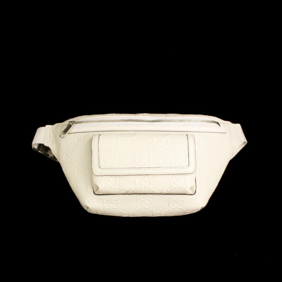 新品 未使用品 グッチ Ggエンボス レザー レザー ベルトバッグ ボディバッグ ウエストポーチ メンズ